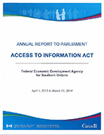 Cover of 2014-2015 Annual Report to Parliament — Access to Information Act